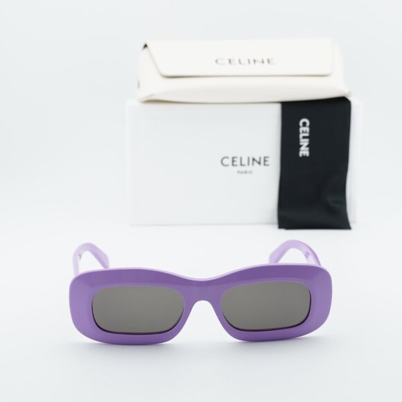 Celine CL40294I 78A Sunglasses Shiny Purple Rectangle Frame, Grey Lenses main image 9
